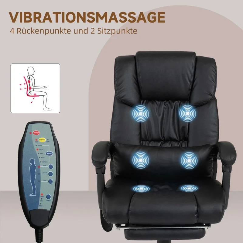 Vinsetto Bürostuhl Ergonomisch Massagefunktion Fußstütze Sessel