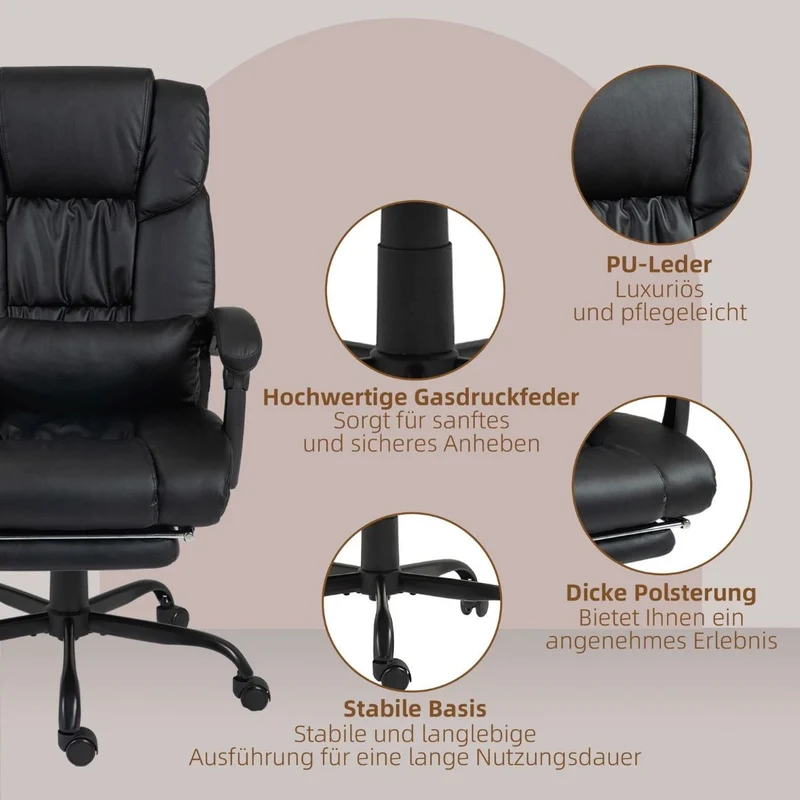 Vinsetto Bürostuhl Ergonomisch Massagefunktion Fußstütze Sessel