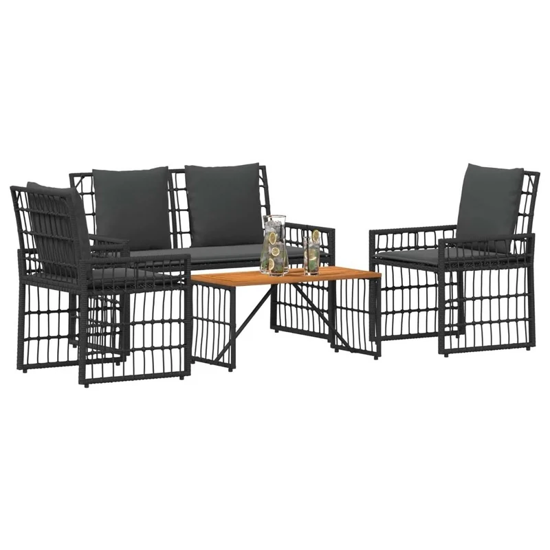 4tlg Gartenmöbel Set Rattan Lounge Sitzgruppe Garten Terrasse