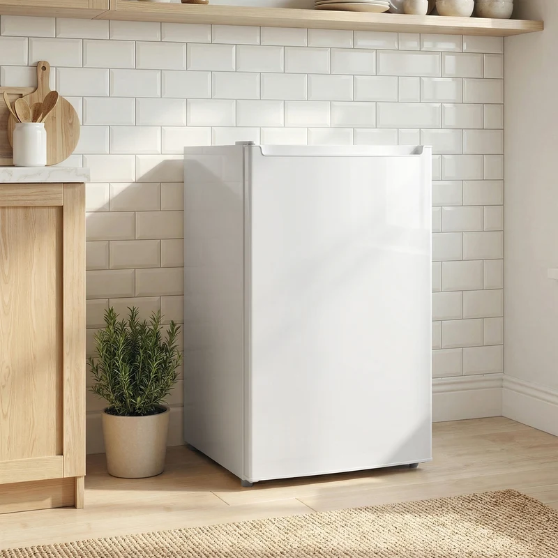 2.1 Cubic Feet Mini Freezer with Removable Shelf & Adjustable Temperature for Dormitory, White