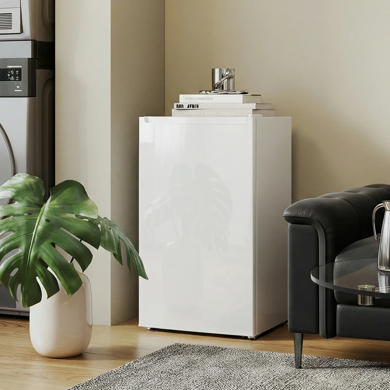 2.1 Cubic Feet Mini Freezer with Removable Shelf & Adjustable Temperature for Dormitory, White