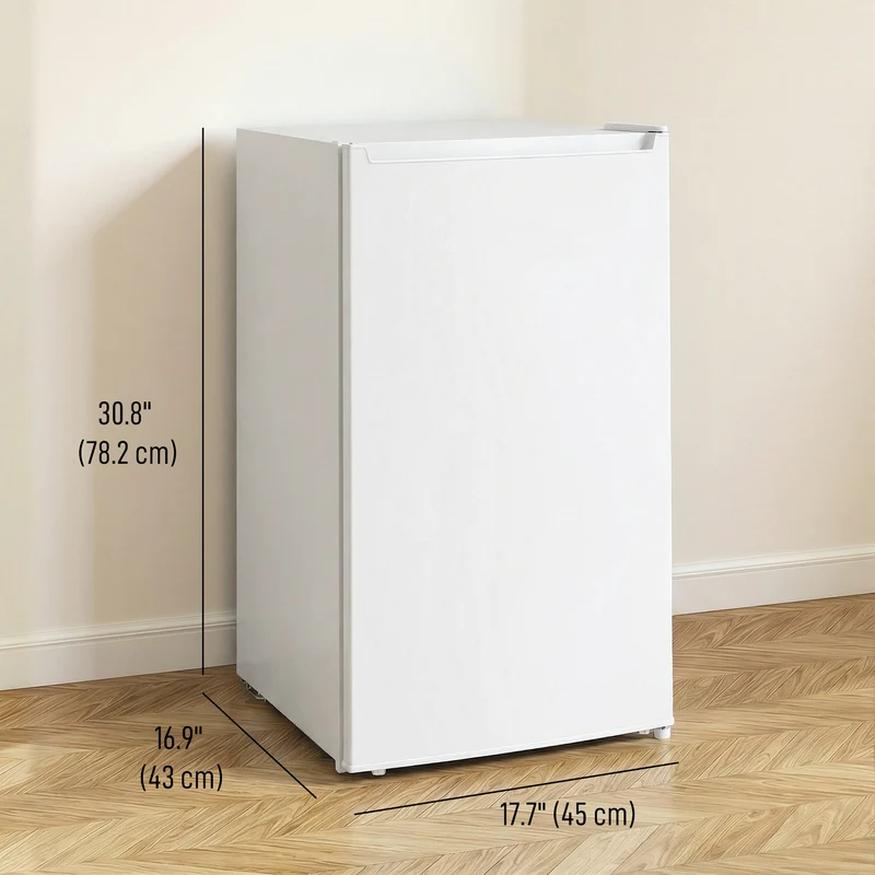 2.1 Cubic Feet Mini Freezer with Removable Shelf & Adjustable Temperature for Dormitory, White