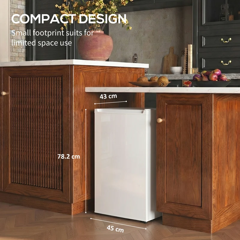 2.1 Cubic Feet Mini Freezer with Removable Shelf & Adjustable Temperature for Dormitory, White