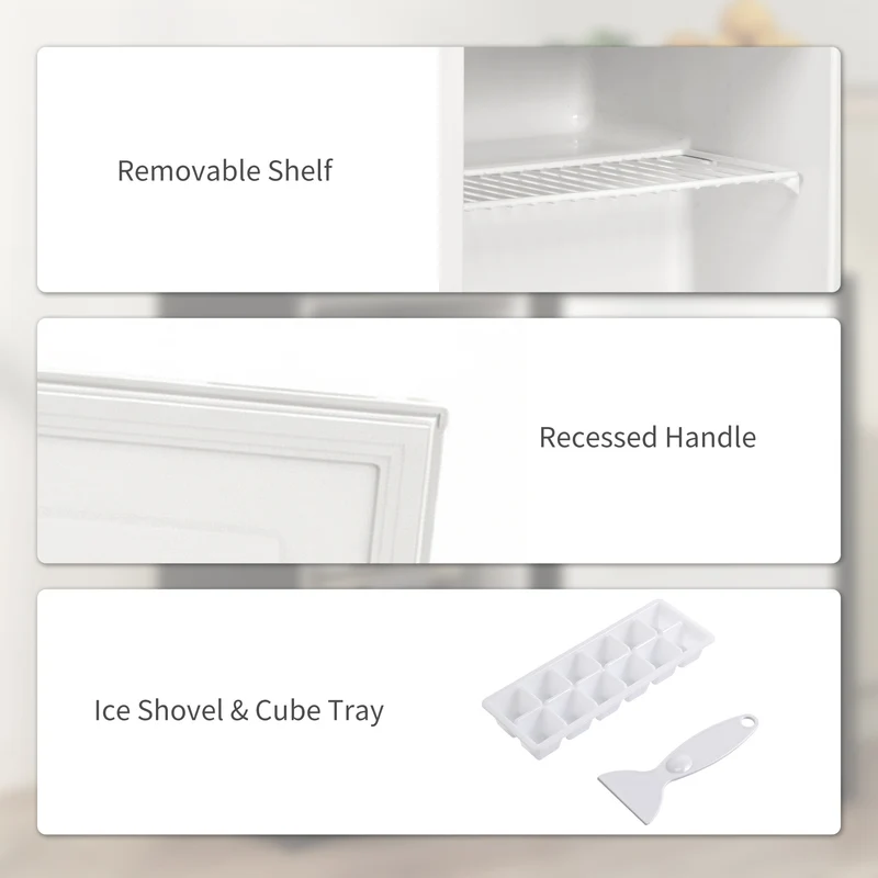 2.1 Cubic Feet Mini Freezer with Removable Shelf & Adjustable Temperature for Dormitory, White