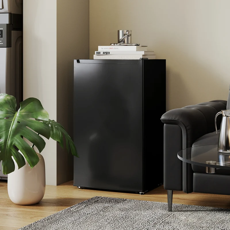 2.1 Cubic Feet Mini Freezer with Removable Shelf & Adjustable Temperature for Dormitory, Black
