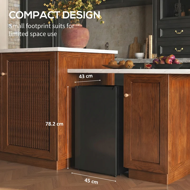 2.1 Cubic Feet Mini Freezer with Removable Shelf & Adjustable Temperature for Dormitory, Black