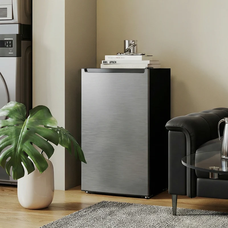 2.1 cu ft Mini Freezer with Removable Shelf & Adjustable Temp for Dorms, Silver