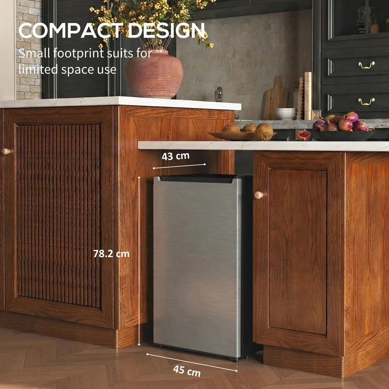 2.1 cu ft Mini Freezer with Removable Shelf & Adjustable Temp for Dorms, Silver