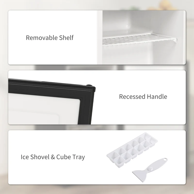 2.1 cu ft Mini Freezer with Removable Shelf & Adjustable Temp for Dorms, Silver