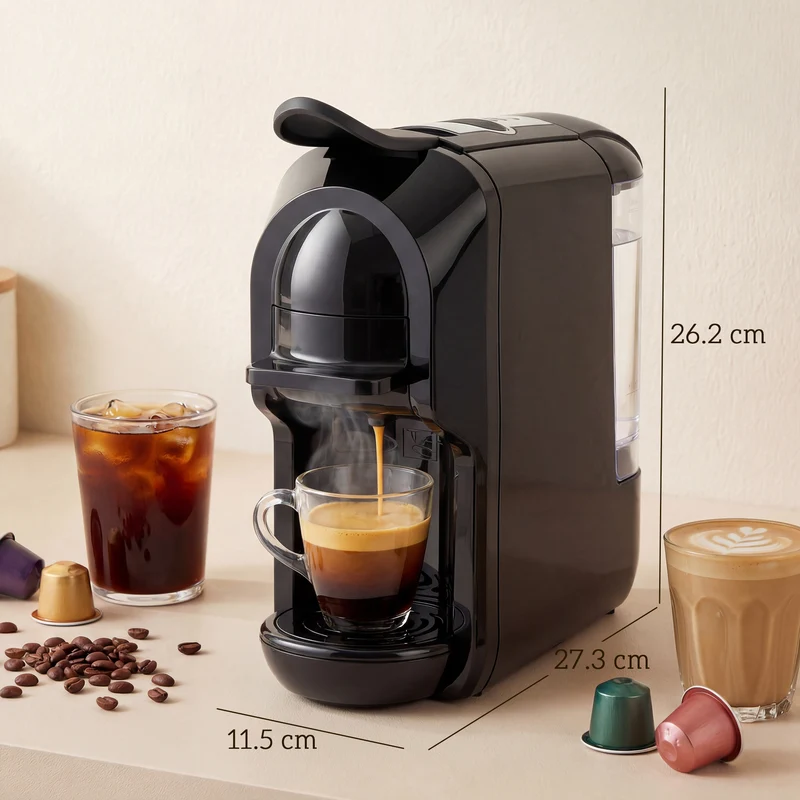 Multifunctional 3-in-1 Espresso & Coffee Capsule Machine for Home Office, Black