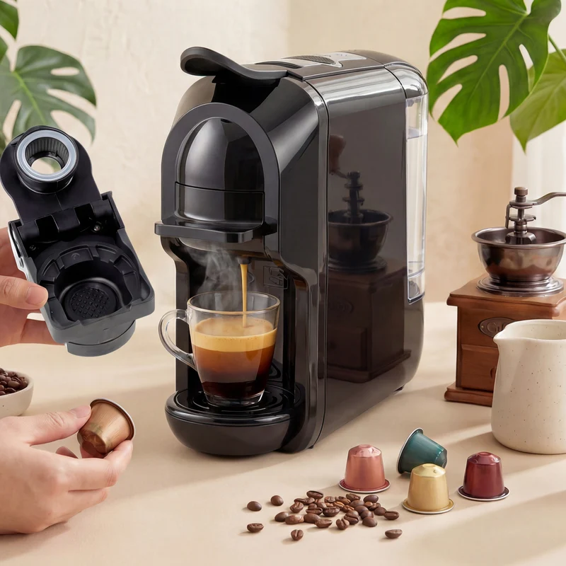 Multifunctional 3-in-1 Espresso & Coffee Capsule Machine for Home Office, Black