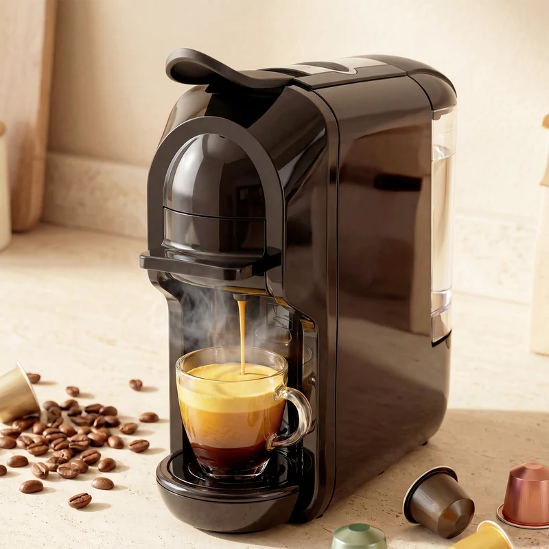 Multifunctional 3-in-1 Espresso & Coffee Capsule Machine for Home Office, Black