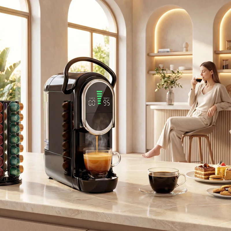 Pod Coffee Machine Pro 3-in-1 Espresso & Coffee Maker with Fast Heating, Black