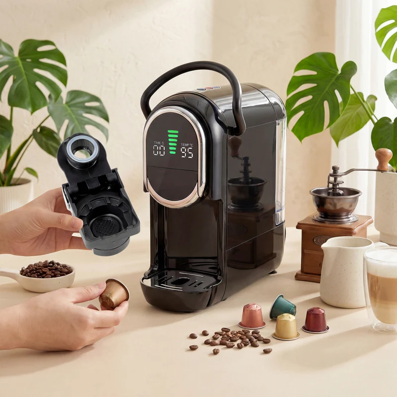 Pod Coffee Machine Pro 3-in-1 Espresso & Coffee Maker with Fast Heating, Black