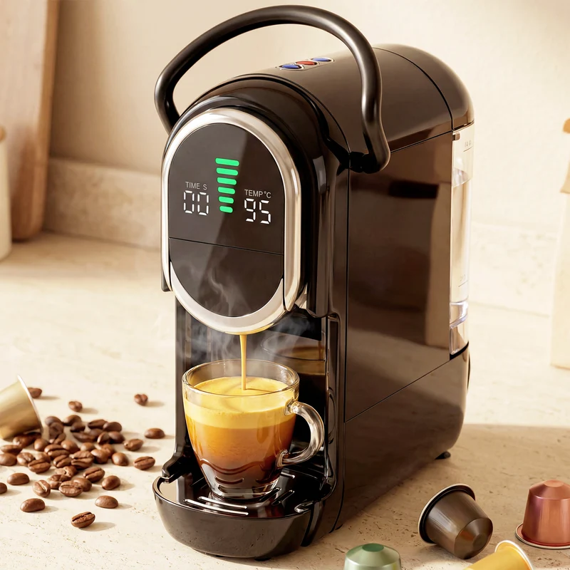 Pod Coffee Machine Pro 3-in-1 Espresso & Coffee Maker with Fast Heating, Black