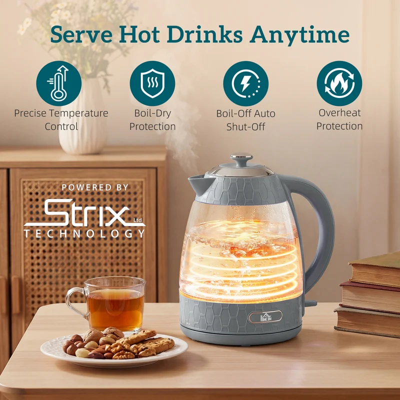 Dual-Speed Breakfast Combo: 4-Slice Toaster & 1.7L Quick-Boil Kettle, Grey