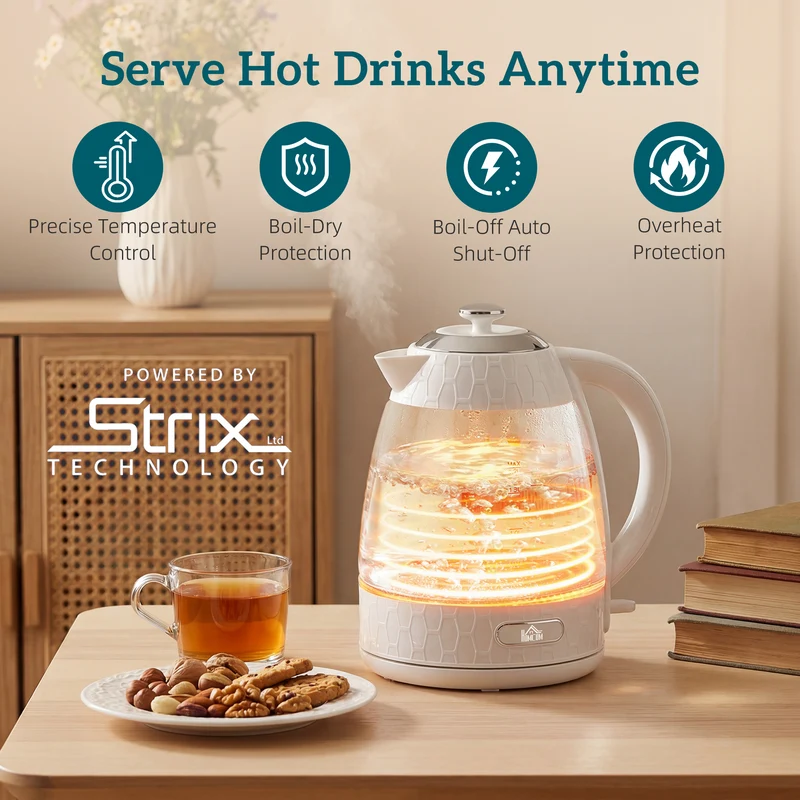 Dual-Speed Breakfast Combo: 4-Slice Toaster & 1.7L Quick-Boil Kettle, Cream White