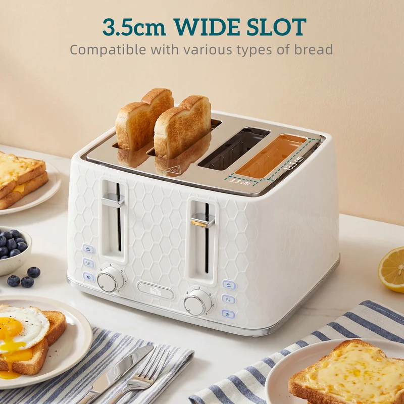 Dual-Speed Breakfast Combo: 4-Slice Toaster & 1.7L Quick-Boil Kettle, Cream White