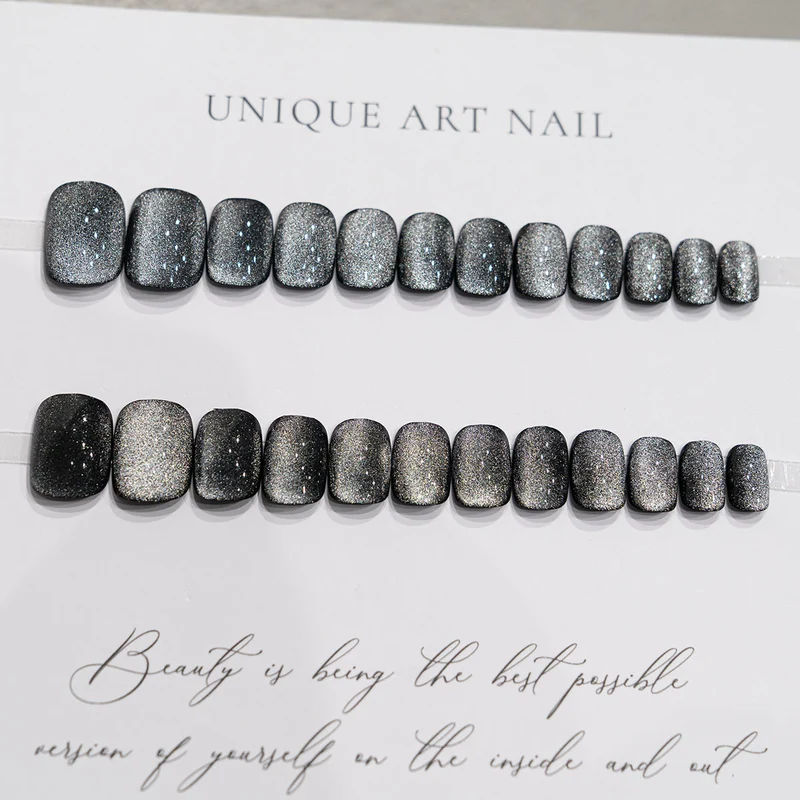 Press-On Nagelset mit Metallic-Finish
