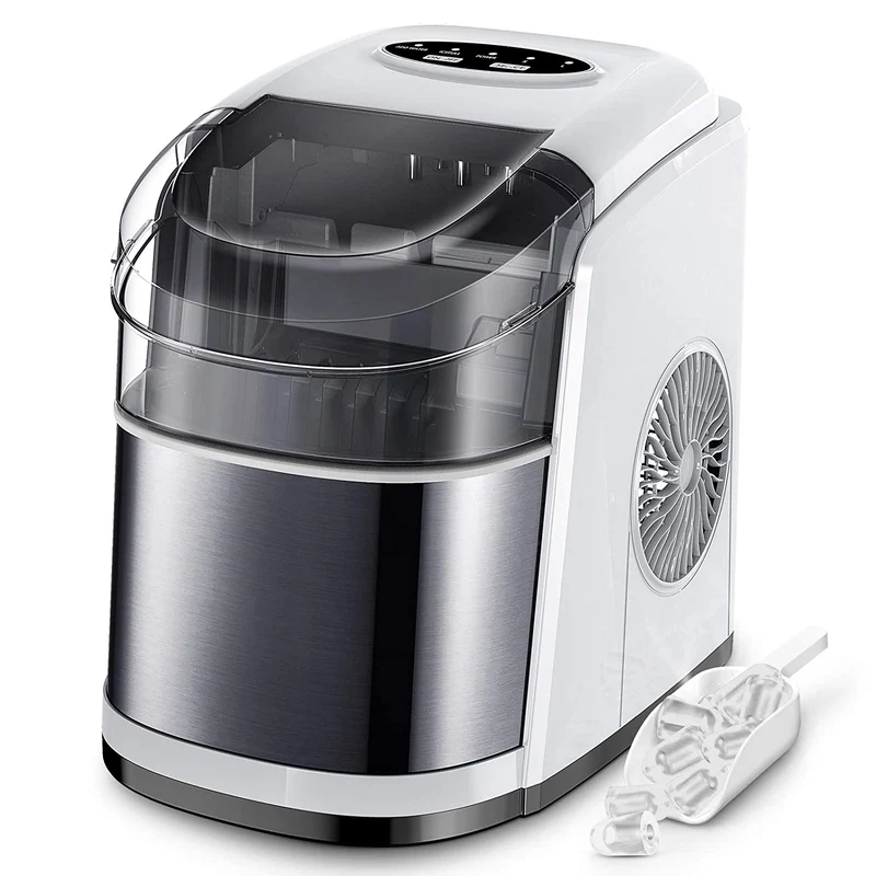 This self-cleaning ice making machine can make ice in 6 minutes.