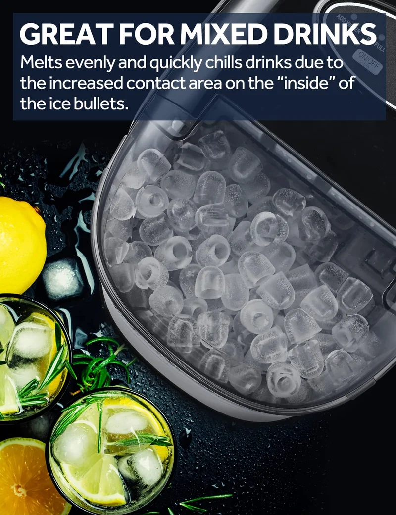 This self-cleaning ice making machine can make ice in 6 minutes.