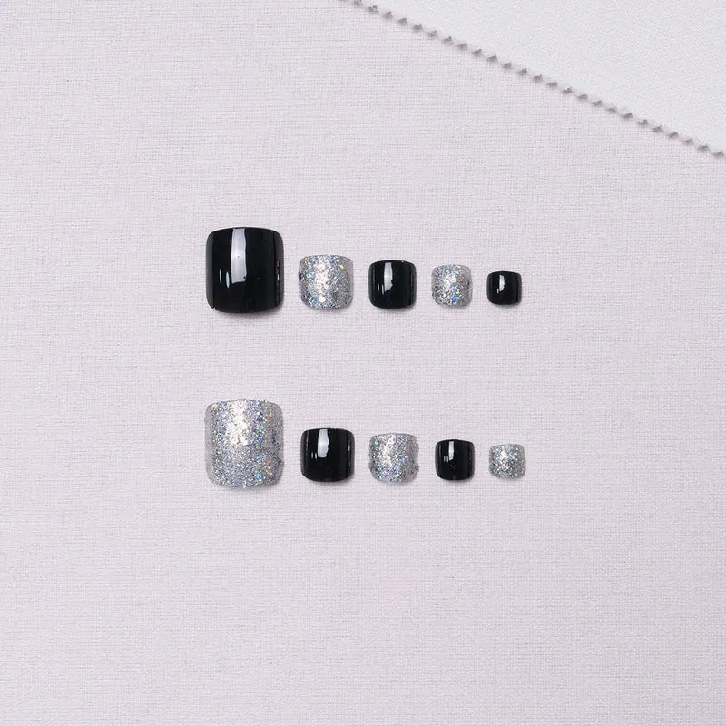 Glitzernde Pediküre Nagelkunst