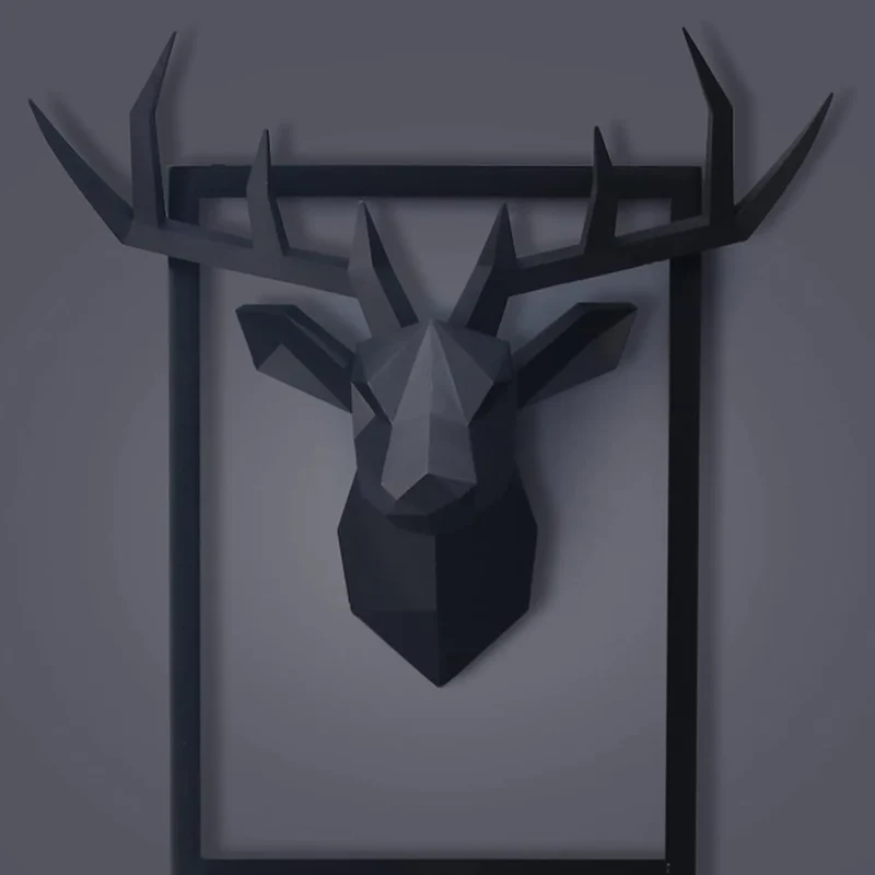 Skanto | 3D Hirschkopf Skulptur, Geometrisches Harz, Tier Hirschkopf Wanddekor, Moderne Heimdekoration, Luxuriöse Dekorative Wandkunst