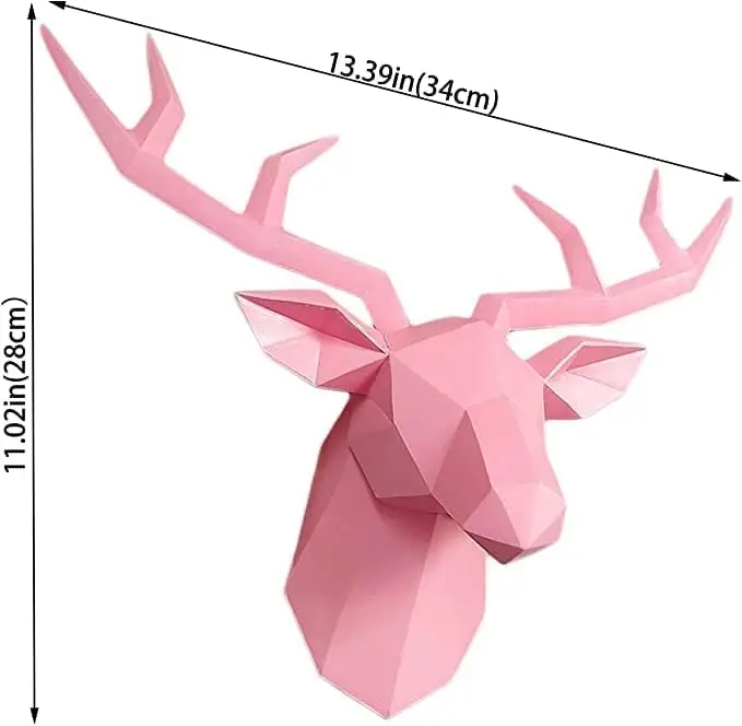 Skanto | 3D Hirschkopf Skulptur, Geometrisches Harz, Tier Hirschkopf Wanddekor, Moderne Heimdekoration, Luxuriöse Dekorative Wandkunst
