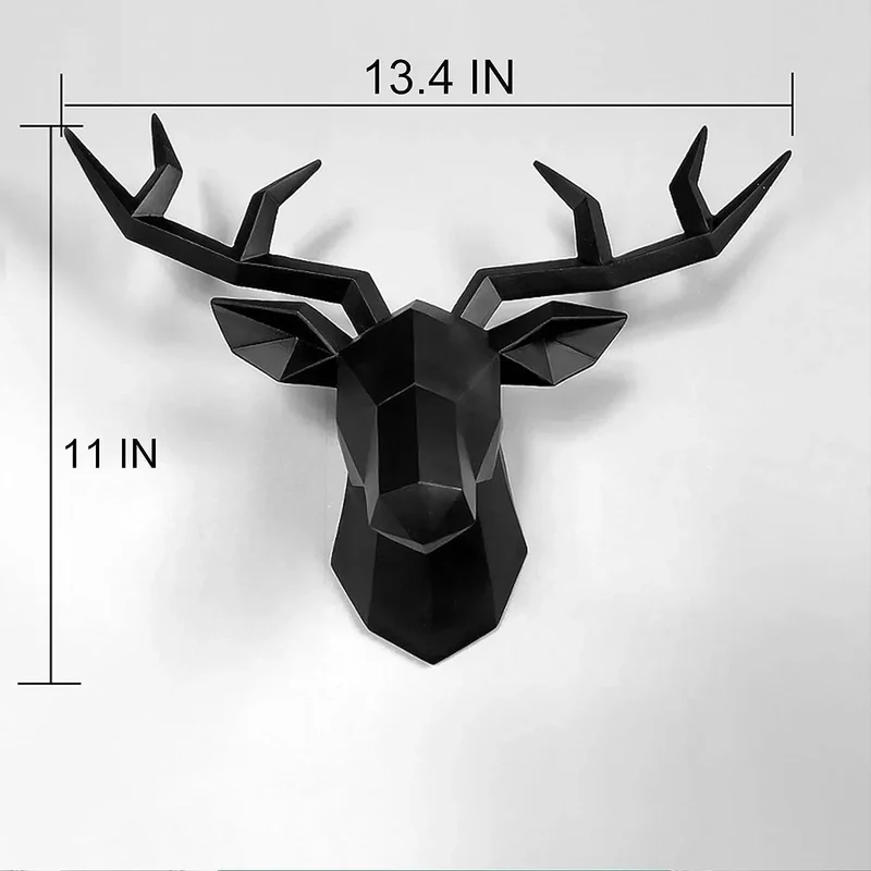 Skanto | 3D Hirschkopf Skulptur, Geometrisches Harz, Tier Hirschkopf Wanddekor, Moderne Heimdekoration, Luxuriöse Dekorative Wandkunst