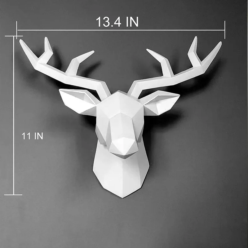 Skanto | 3D Hirschkopf Skulptur, Geometrisches Harz, Tier Hirschkopf Wanddekor, Moderne Heimdekoration, Luxuriöse Dekorative Wandkunst