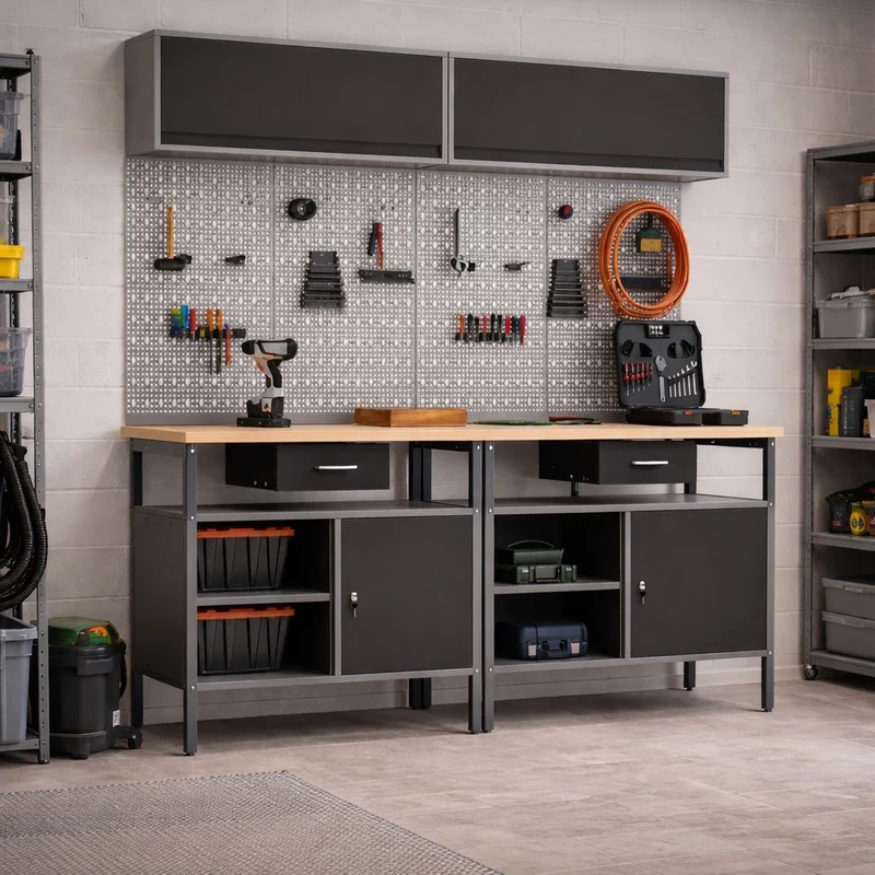 8tlg Werkbank Werkzeugschrank Werktisch Werkschrank