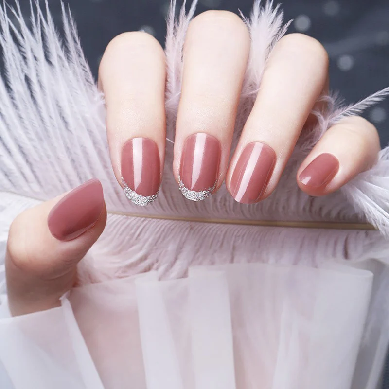 Funkelnde French Tip Press-On Nägel