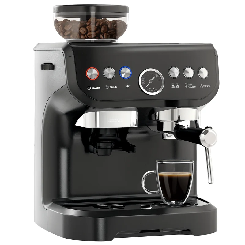 Espresso Machine 15 Bar, Coffee Maker with Milk Frother, Fast Heating & Adjustable Temp, Black