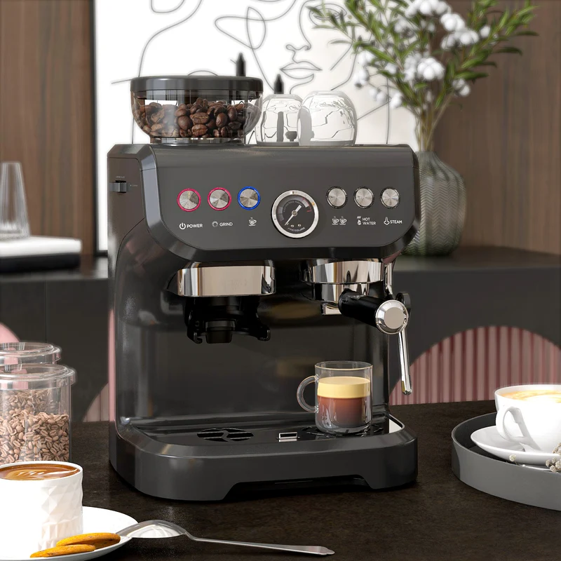 Espresso Machine 15 Bar, Coffee Maker with Milk Frother, Fast Heating & Adjustable Temp, Black