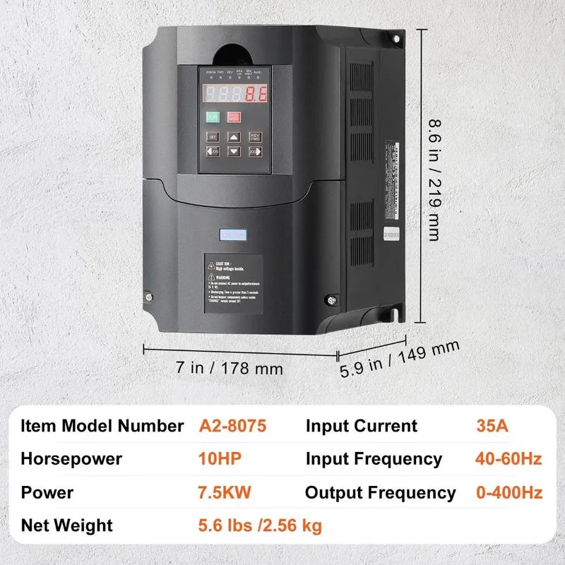 Frequenzumrichter VFD 7,5kW 220V 3-Phasen Umrichter