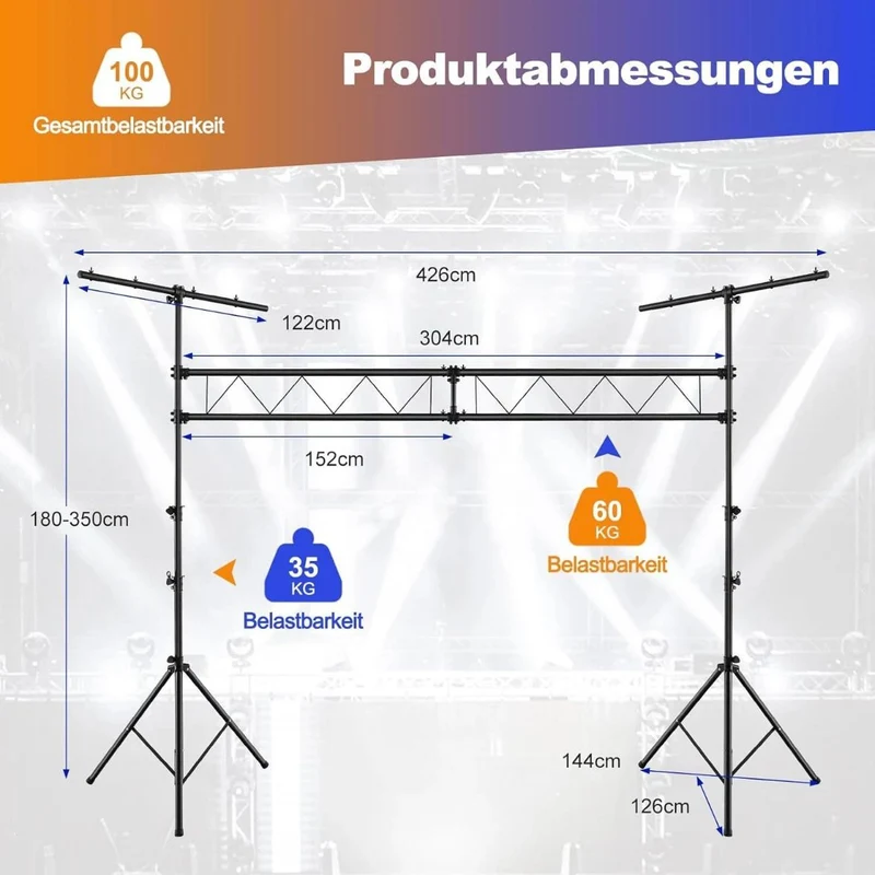 3,5m Lampensaktiv DJ-Lichtstativ Beleuchtung Beleuchtungsativ T-Stange