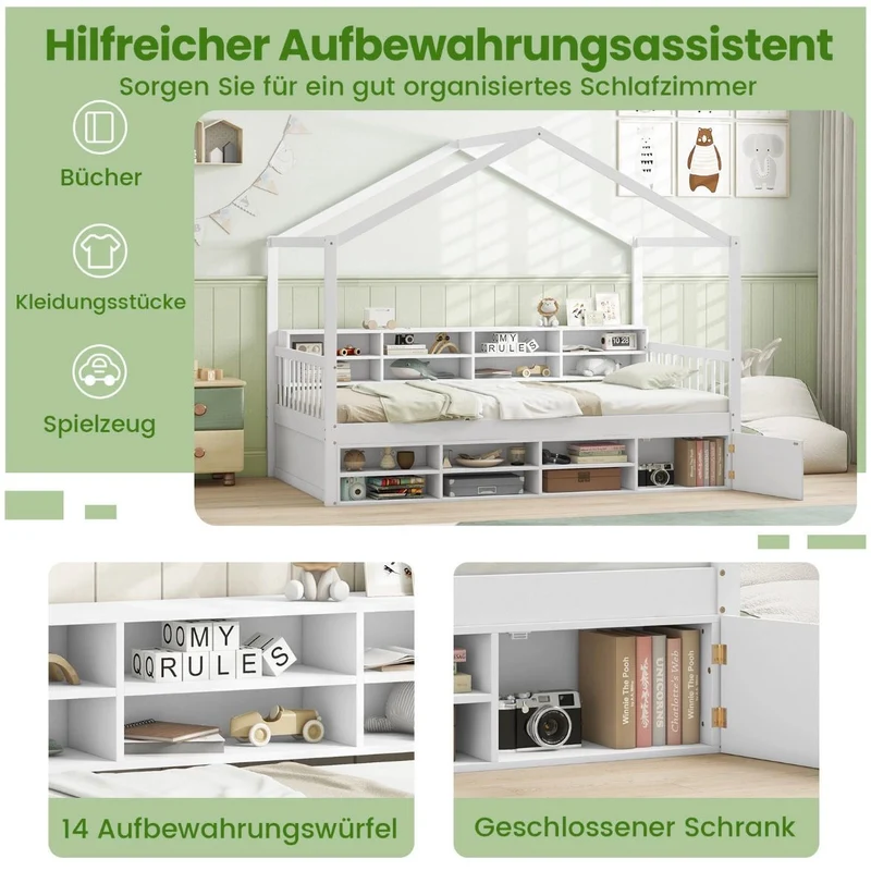 Hausbett Kinderbett 90x200cm Kinderzimmer Bett Doppelbett