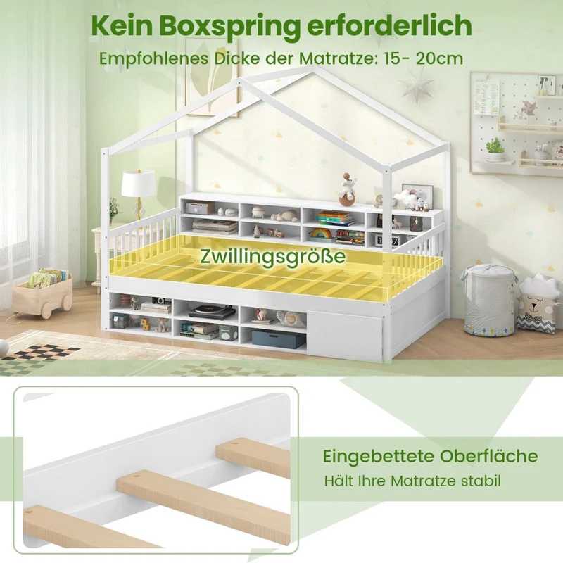 Hausbett Kinderbett 90x200cm Kinderzimmer Bett Doppelbett