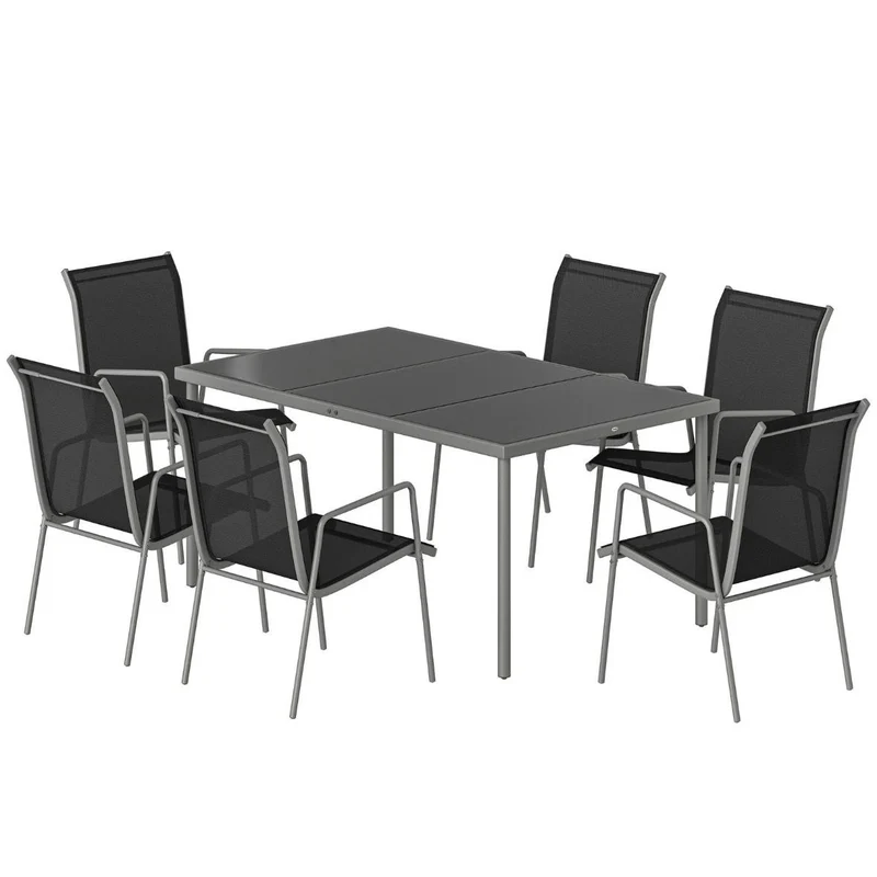 Gartenmöbel Set Sitzgruppe 150x90cm Tisch 6 Stühlen