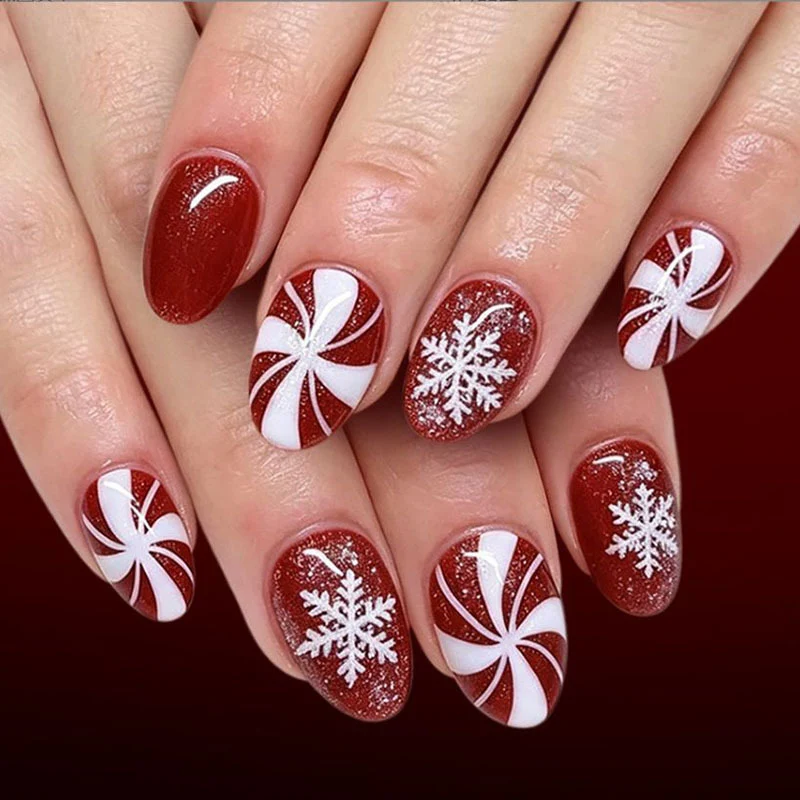 Saisonale Feiertags-Themen Press-On Nagelkunst