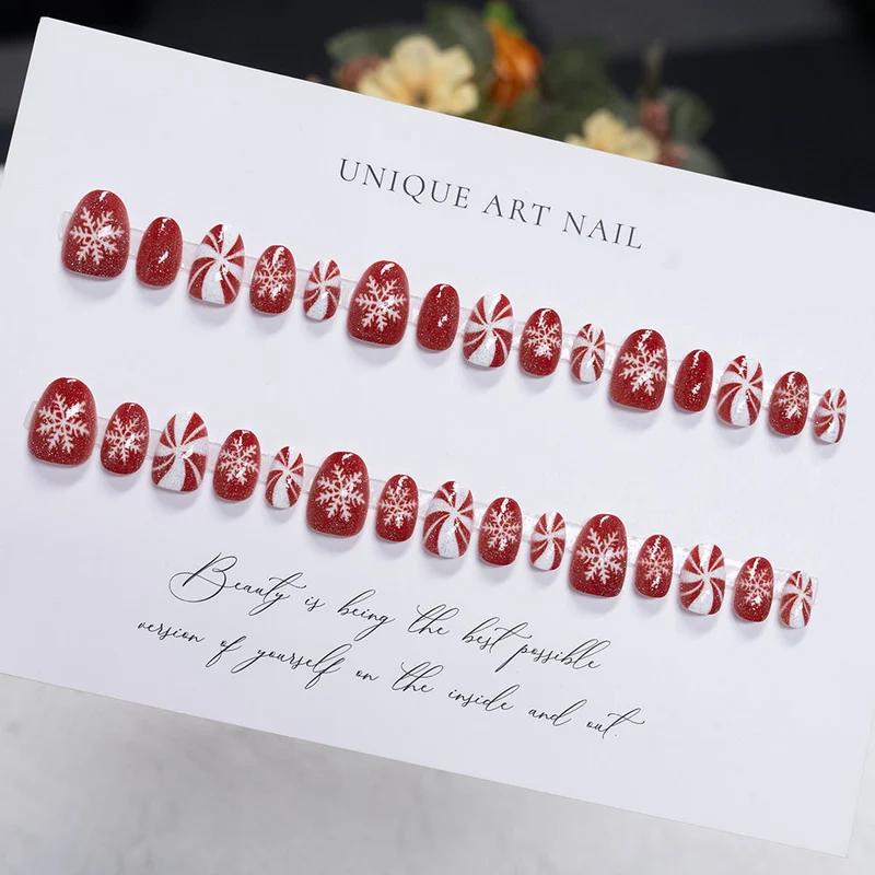 Saisonale Feiertags-Themen Press-On Nagelkunst