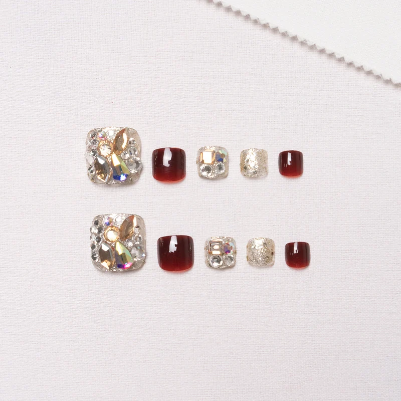 Rhinestone Verzierte Pediküre Nagelkunst