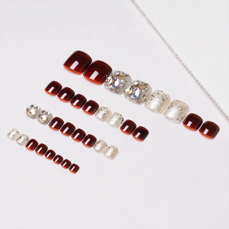 Rhinestone Verzierte Pediküre Nagelkunst