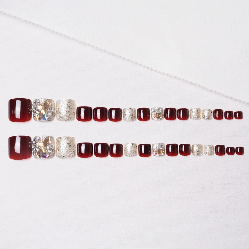 Rhinestone Verzierte Pediküre Nagelkunst