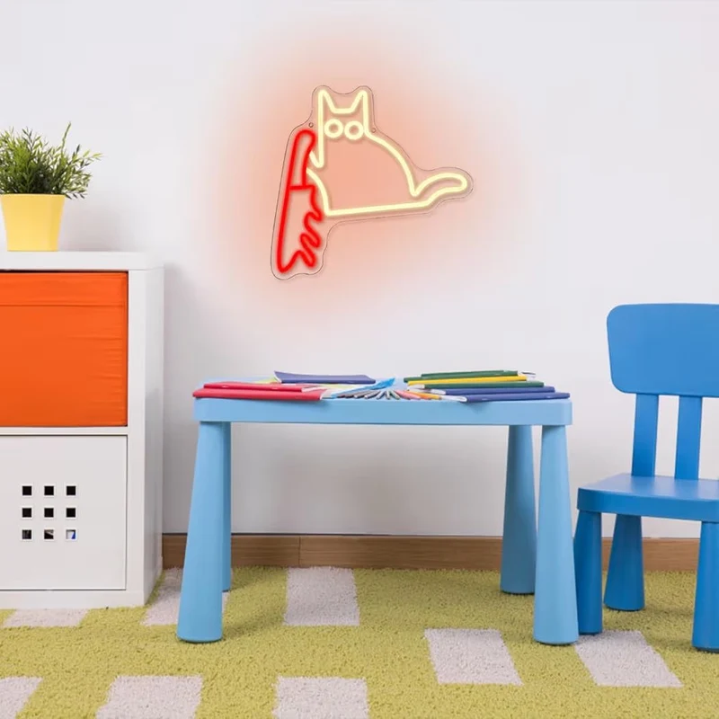 LED Neon Schild Lustige Katze Neonlicht USB Zimmer