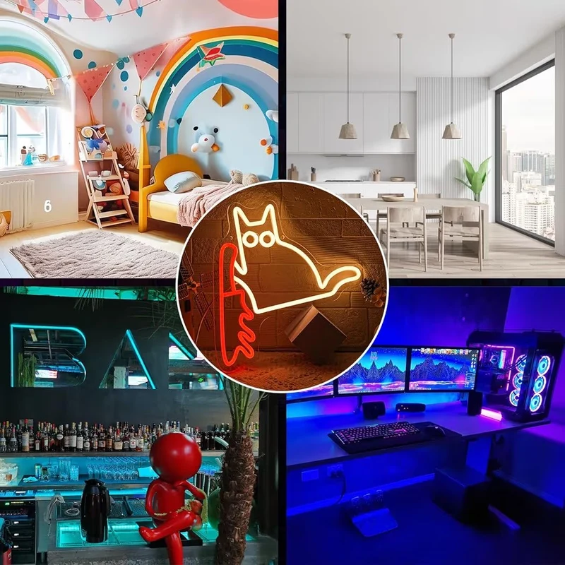 LED Neon Schild Lustige Katze Neonlicht USB Zimmer