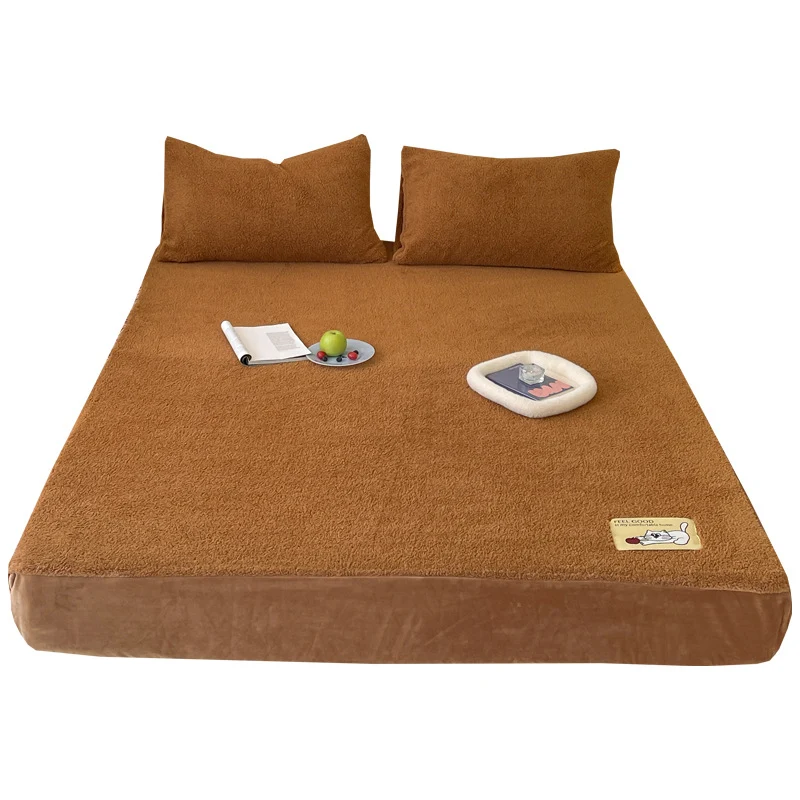 Gesteppte Sherpa-Fleece Spannbettlaken- und Kissenbezug-Set mit rutschfester Ummantelung