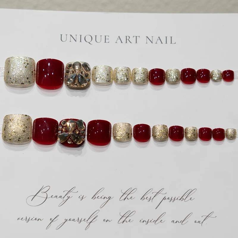 Strass-besetzte Pediküre-Nagelkunst 1791110337