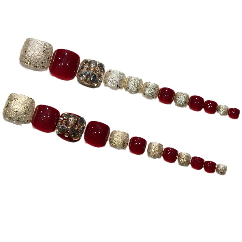 Strass-besetzte Pediküre-Nagelkunst 1791110337