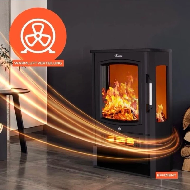 Elektrokamin Kaminofen Heizgerät Modern 2kW
